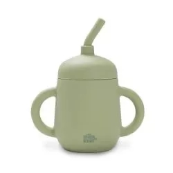 Vaso de aprendizaje antigoteo con pajita de silicona verde interbaby